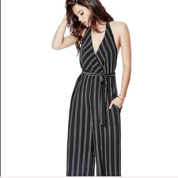 Guess Pants - NWT Guess | Striped Jumpsuit | Wide Leg Halter | S